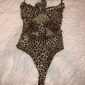 Cheetah print cutout ube top bodysuit